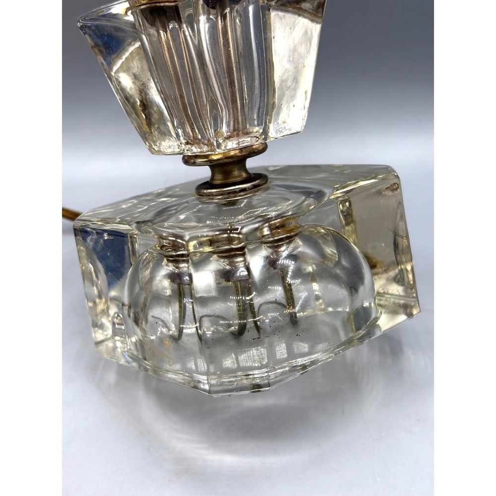 Vintage Art Deco Stacked Glass Table Lamp MCM Boudoir Vanity Light - Picture 6 of 9